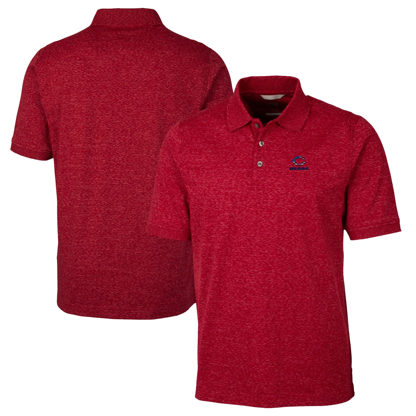 Men's Cutter & Buck Heathered Red Chicago Bears Americana Advantage Space Dye Tri-Blend Polo