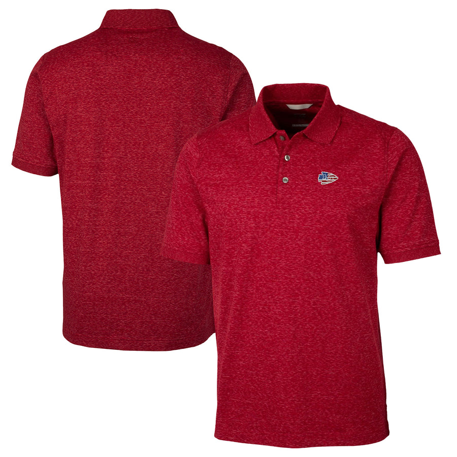 Men's Cutter & Buck Heathered Red Kansas City Chiefs Americana Advantage Space Dye Tri-Blend Polo