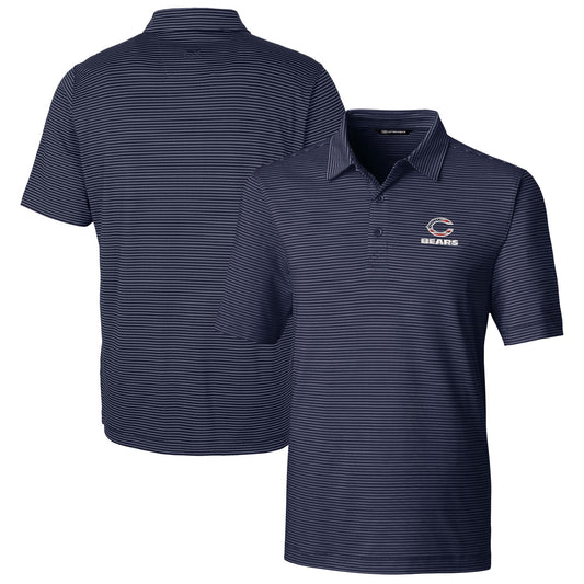Men's Cutter & Buck Navy Chicago Bears Forge Pencil Stripe Polo