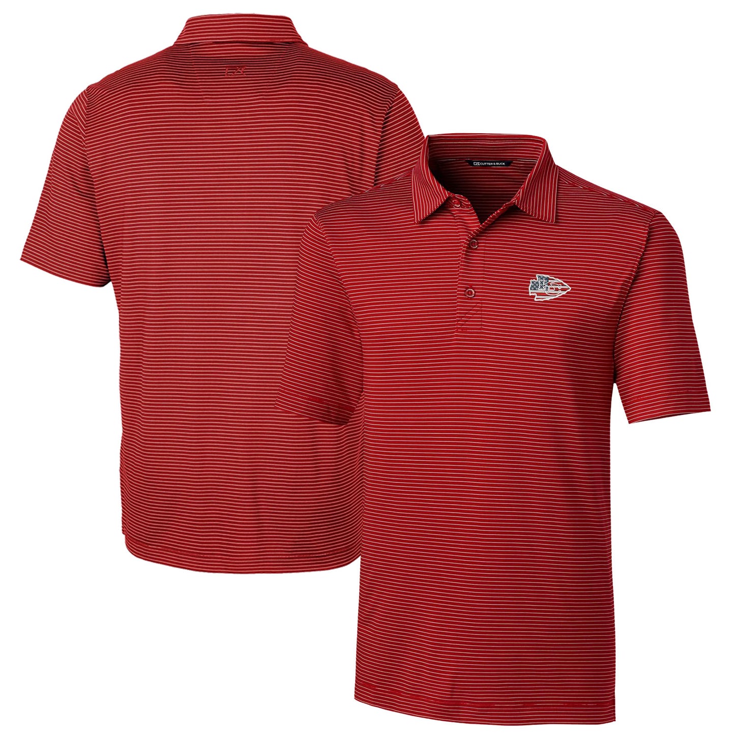 Men's Cutter & Buck Red Kansas City Chiefs Americana Team Logo Forge Pencil Stripe Polo