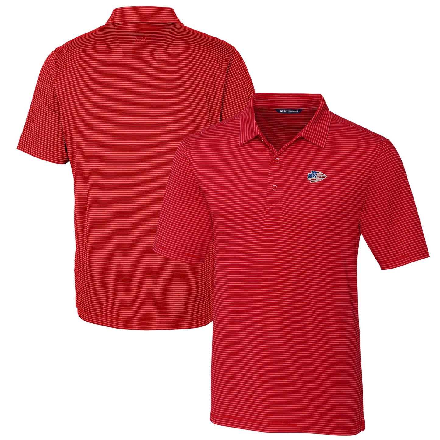 Men's Cutter & Buck Red Kansas City Chiefs Forge Pencil Stripe Polo