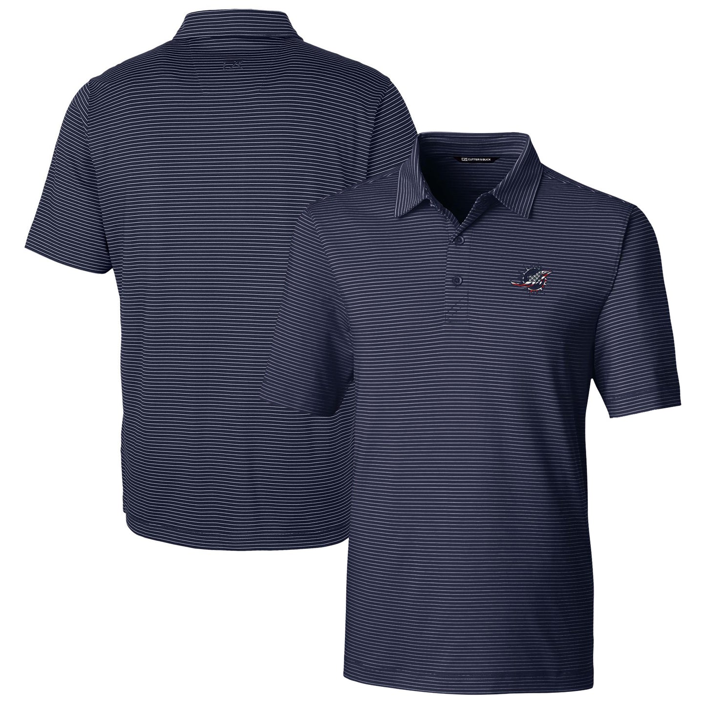 Men's Cutter & Buck Navy Miami Dolphins Forge Pencil Stripe Polo