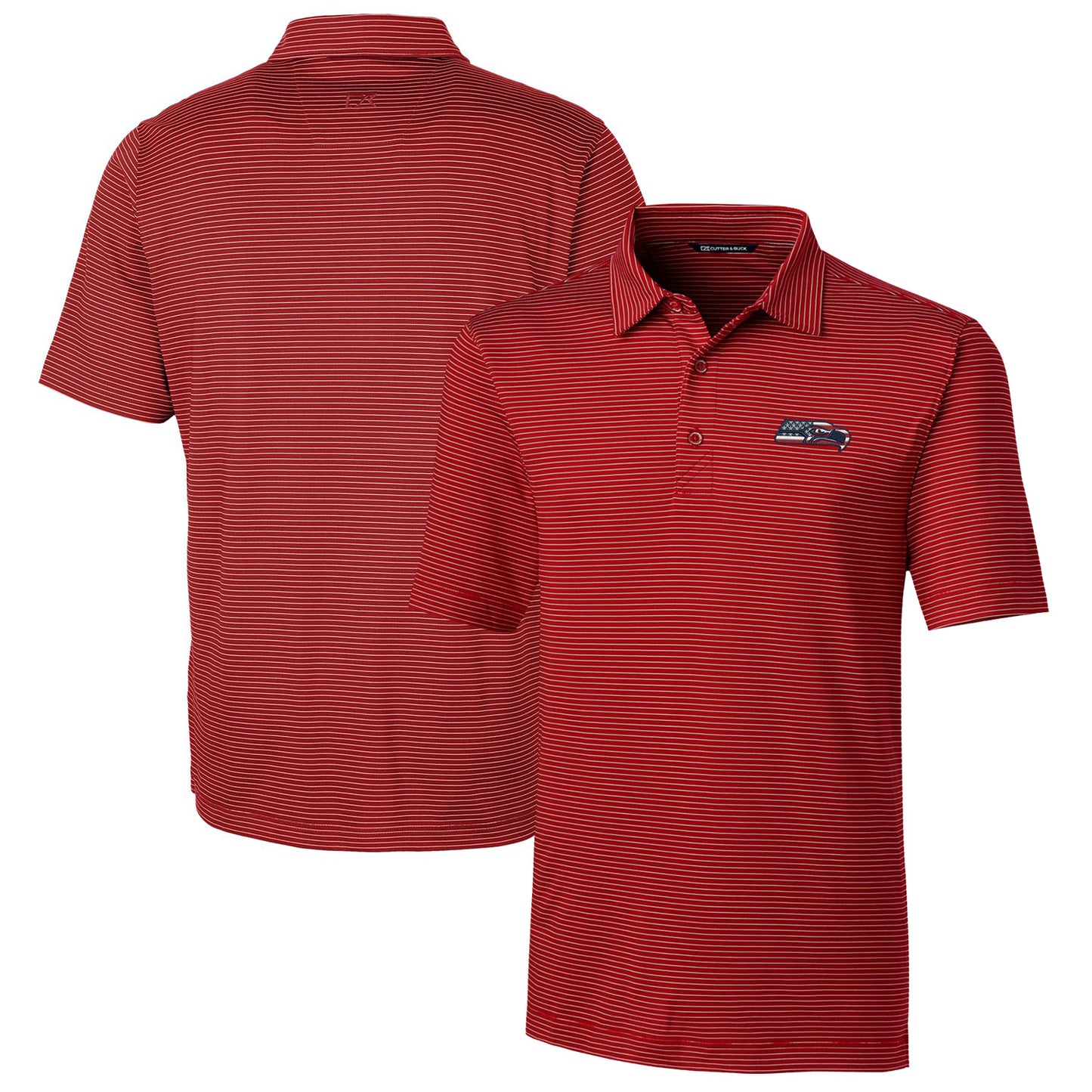 Men's Cutter & Buck Cardinal Seattle Seahawks Forge Pencil Stripe Polo