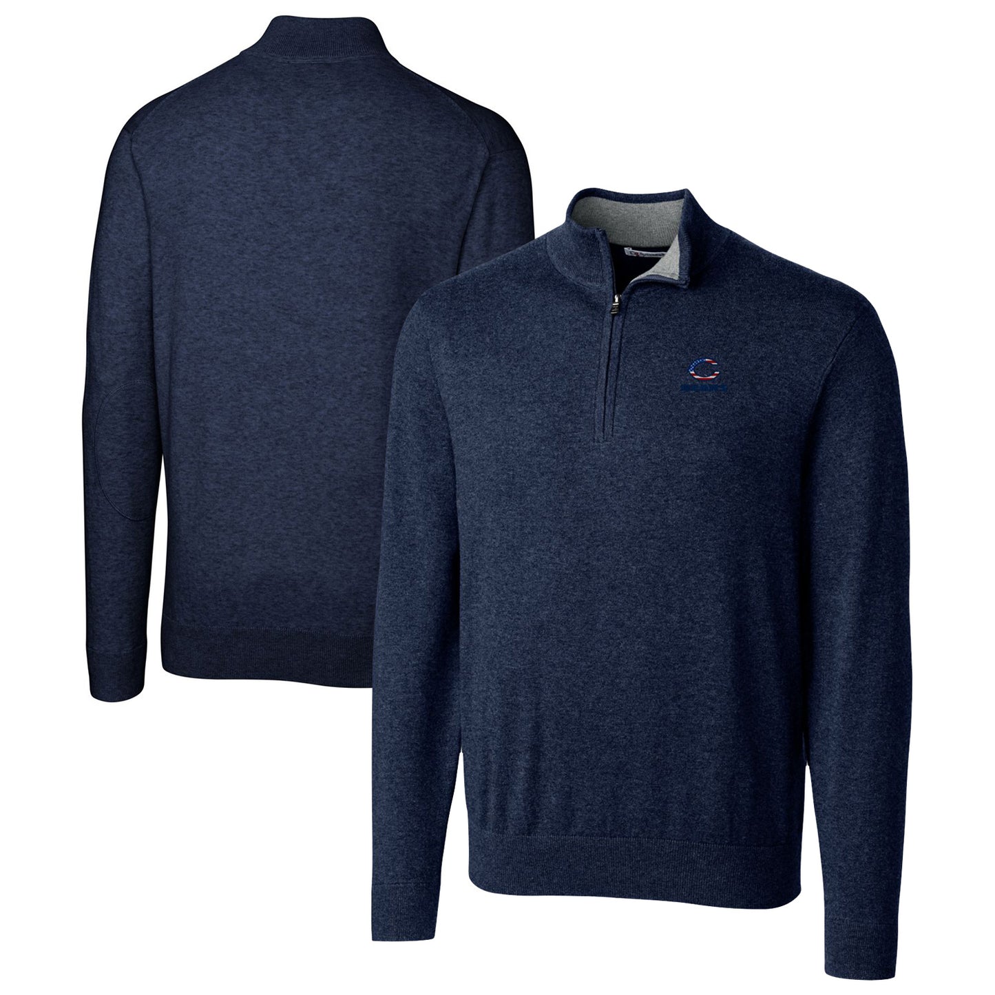 Men's Cutter & Buck Navy Chicago Bears Lakemont Quarter-Zip Pullover Sweater