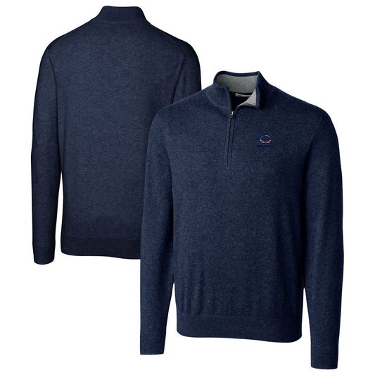Men's Cutter & Buck Navy Chicago Bears Lakemont Quarter-Zip Pullover Sweater