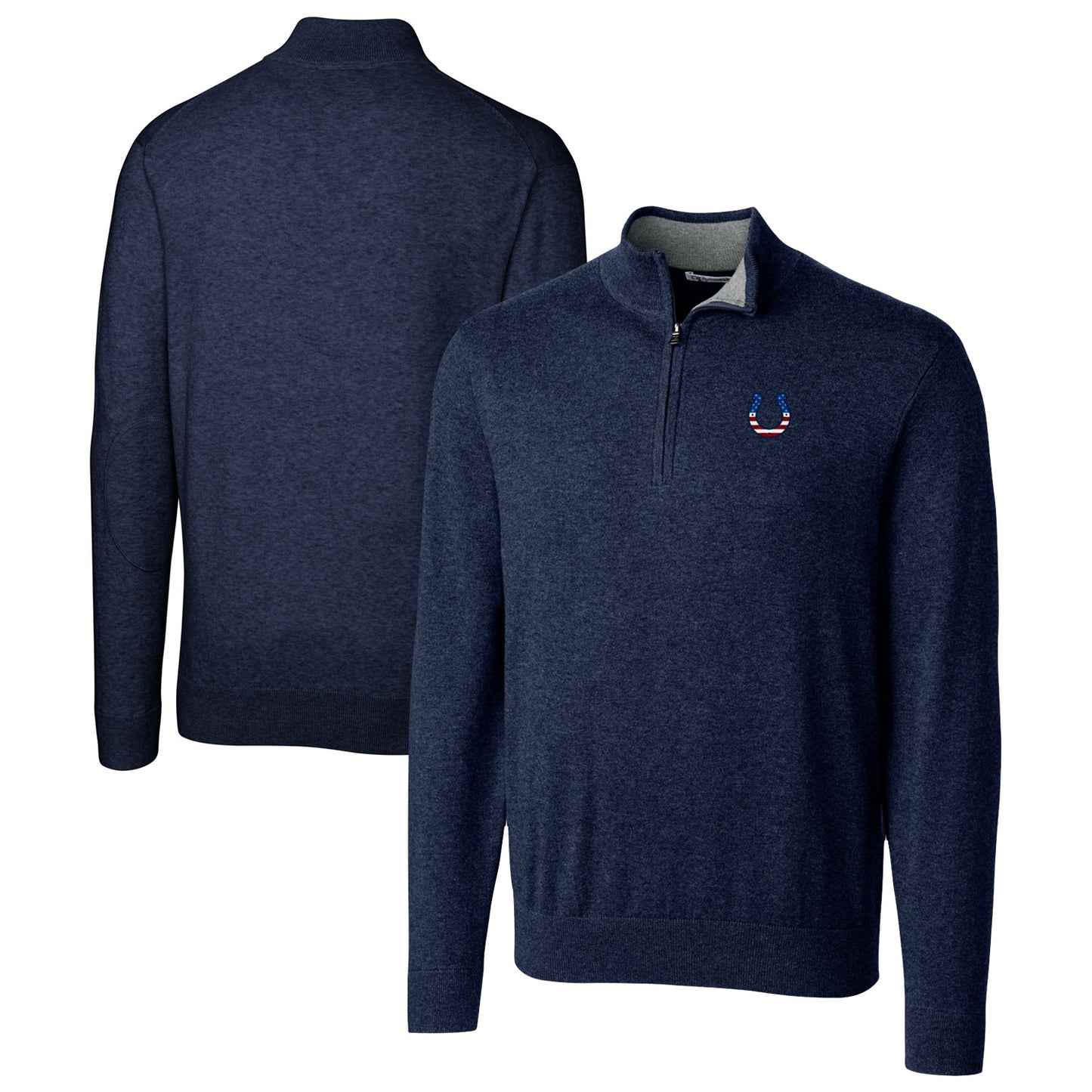 Men's Cutter & Buck Navy Indianapolis Colts Lakemont Quarter-Zip Pullover Sweater