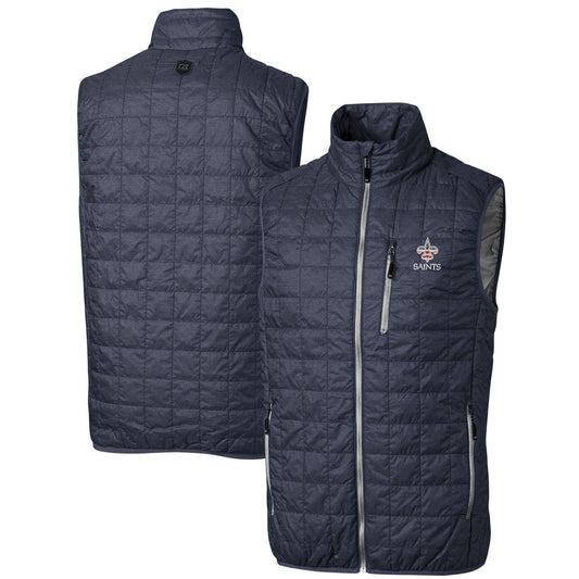 Men's Cutter & Buck Navy New Orleans Saints Eco Insulated Full-Zip Puffer Vest