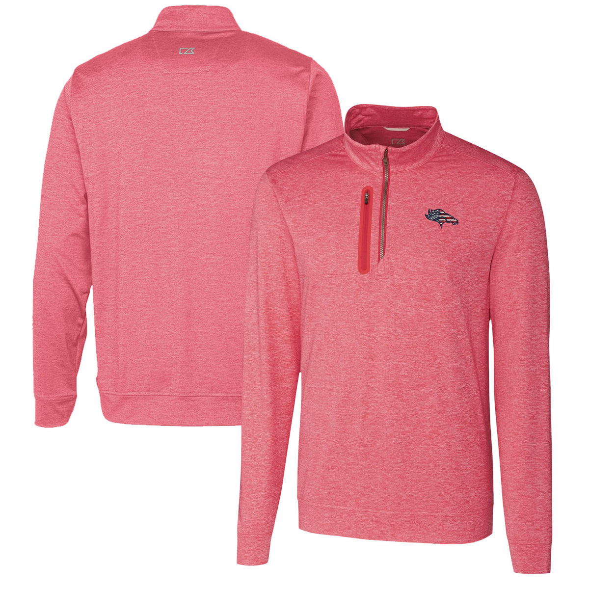 Men's Cutter & Buck Heathered Cardinal Denver Broncos Stealth Quarter-Zip Pullover Top