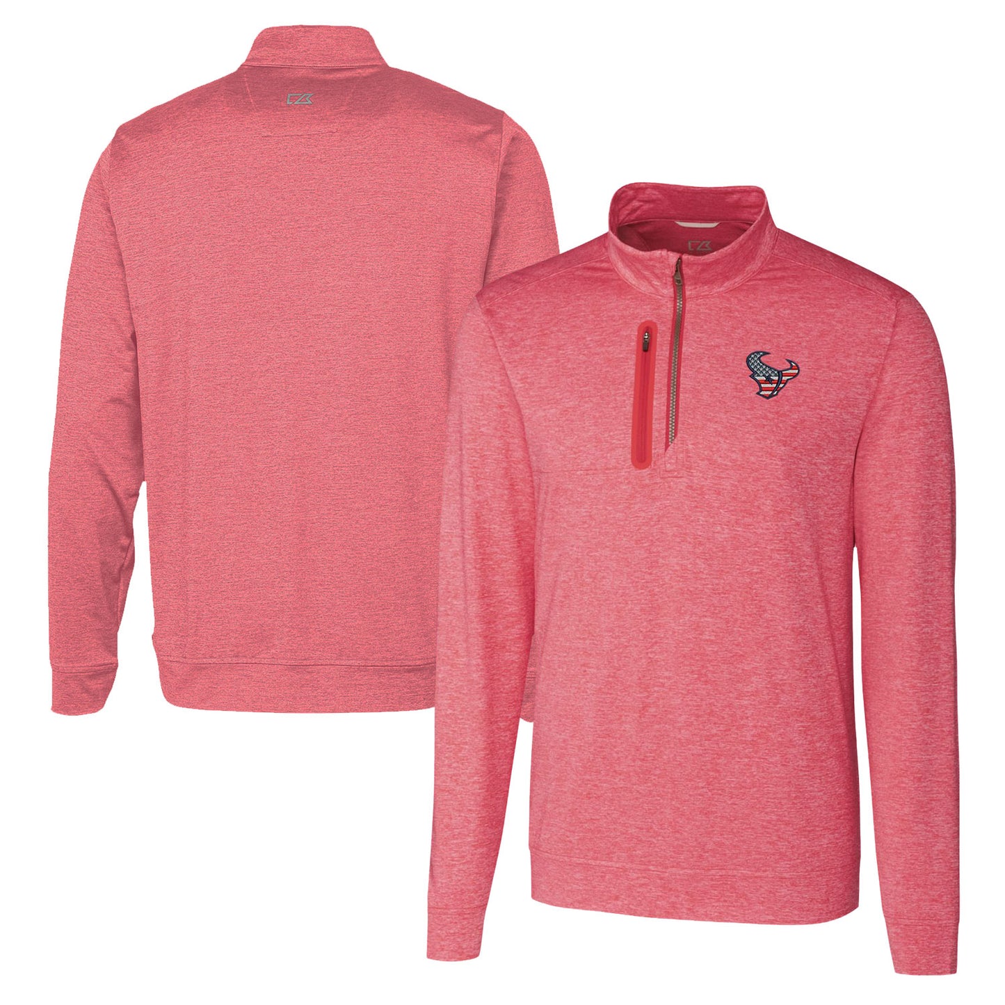 Men's Cutter & Buck Red Houston Texans Americana Stealth Quarter-Zip Pullover Top