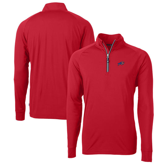 Men's Cutter & Buck Red Buffalo Bills Big & Tall Adapt Eco Knit Stretch Recycled Quarter-Zip Pullover Top