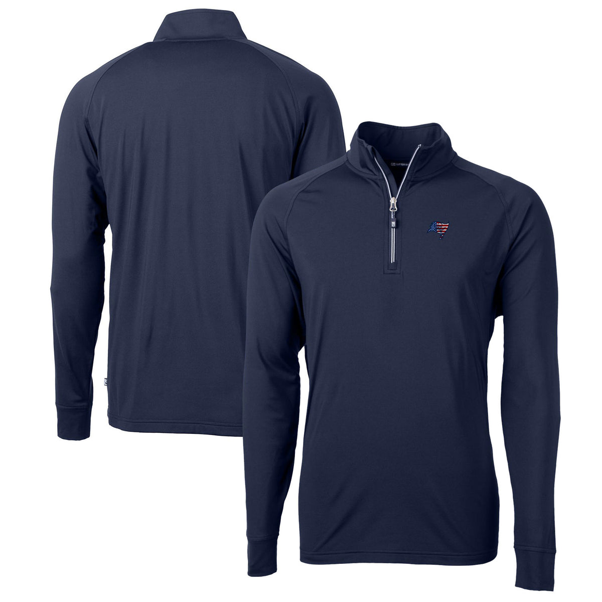 Men's Cutter & Buck Navy Tampa Bay Buccaneers Big & Tall Adapt Eco Knit Stretch Recycled Quarter-Zip Pullover Top
