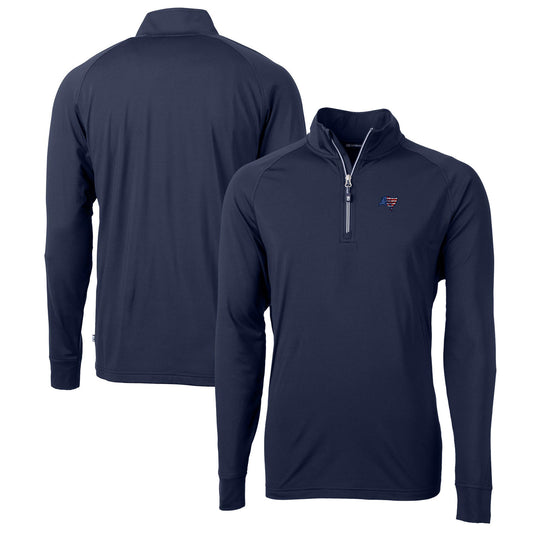 Men's Cutter & Buck Navy Tampa Bay Buccaneers Big & Tall Adapt Eco Knit Stretch Recycled Quarter-Zip Pullover Top