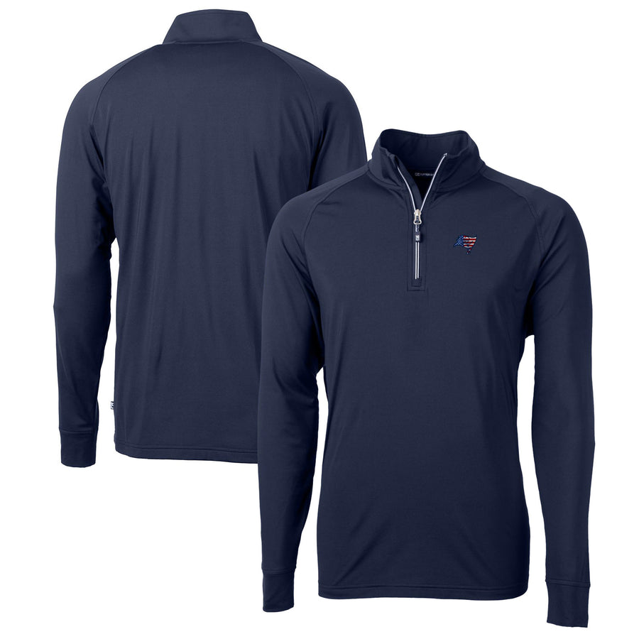 Men's Cutter & Buck Navy Tampa Bay Buccaneers Big & Tall Adapt Eco Knit Stretch Recycled Quarter-Zip Pullover Top