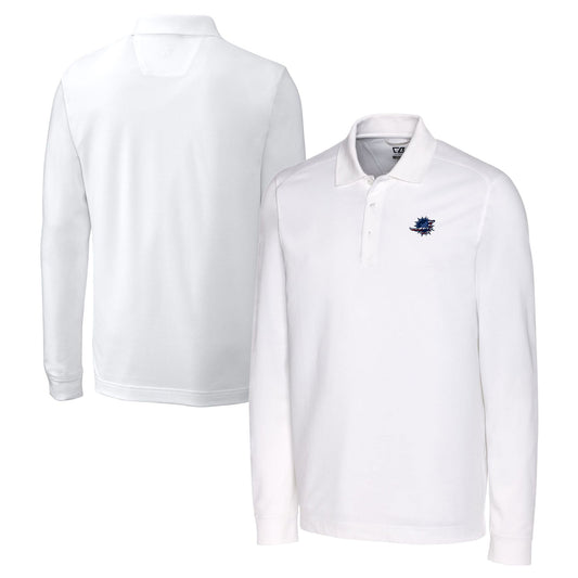 Men's Cutter & Buck White Miami Dolphins Big & Tall Advantage Tri-Blend Pique Long Sleeve Polo