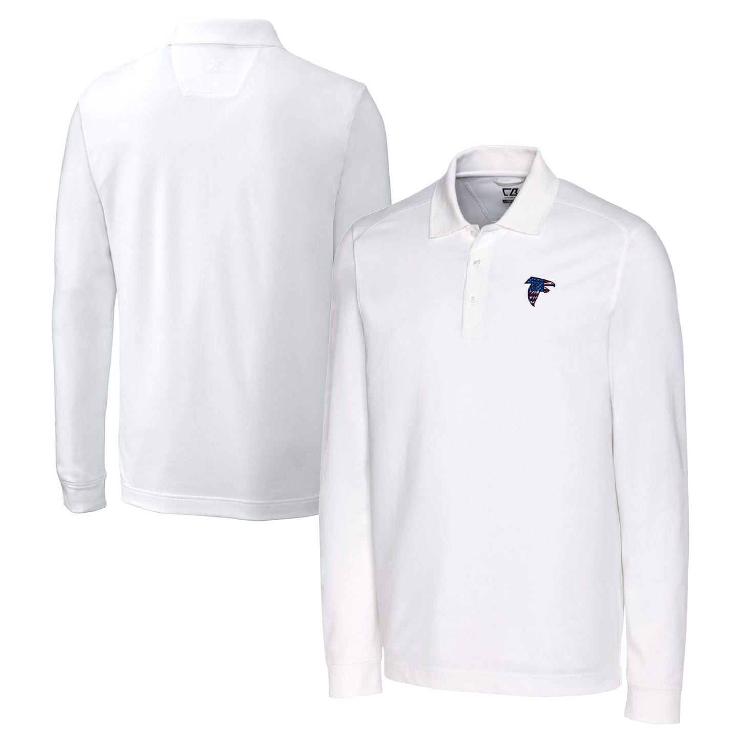 Men's Cutter & Buck White Atlanta Falcons Big & Tall Advantage Tri-Blend Pique Long Sleeve Polo