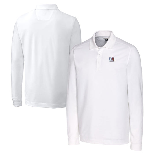 Men's Cutter & Buck White New York Giants Big & Tall Advantage Tri-Blend Pique Long Sleeve Polo