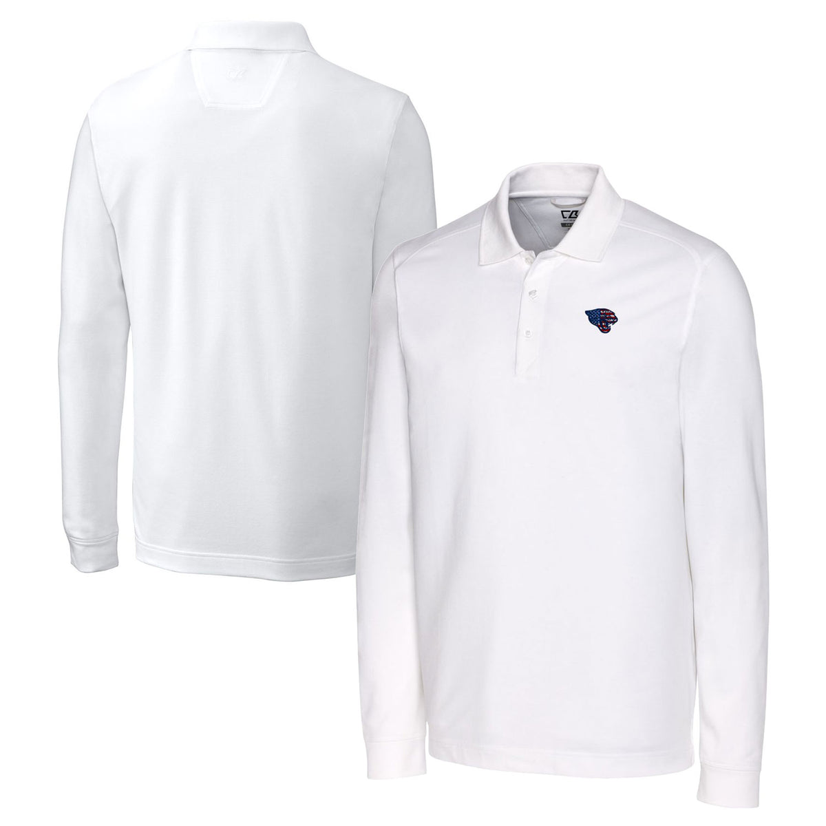 Men's Cutter & Buck White Jacksonville Jaguars Big & Tall Advantage Tri-Blend Pique Long Sleeve Polo