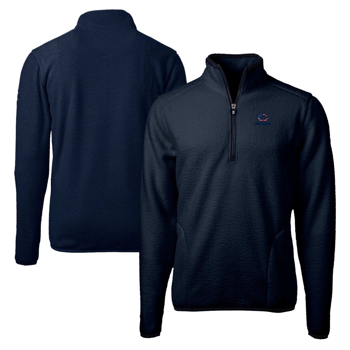 Men's Cutter & Buck Navy Chicago Bears Big & Tall Team Cascade Eco Sherpa Fleece Quarter-Zip Pullover Jacket