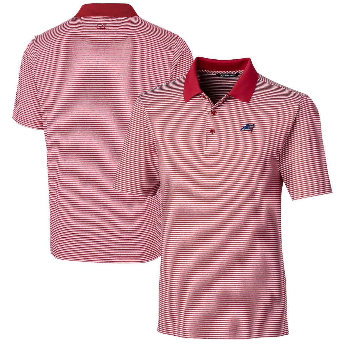 Men's Cutter & Buck Cardinal Carolina Panthers Big & Tall Forge Tonal Stripe Stretch Polo