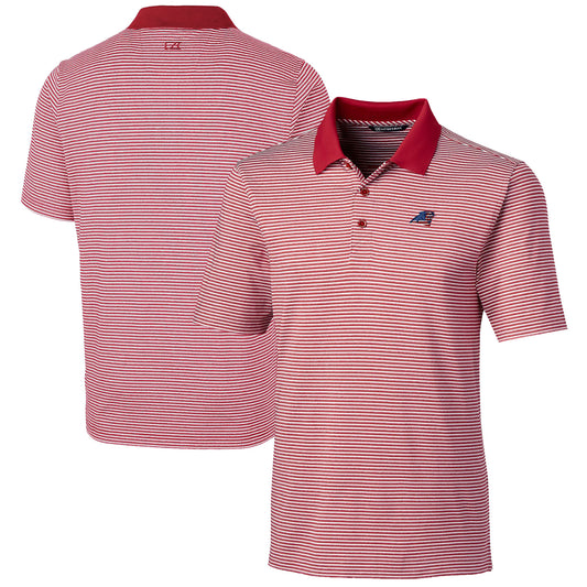 Men's Cutter & Buck Cardinal Carolina Panthers Big & Tall Forge Tonal Stripe Stretch Polo