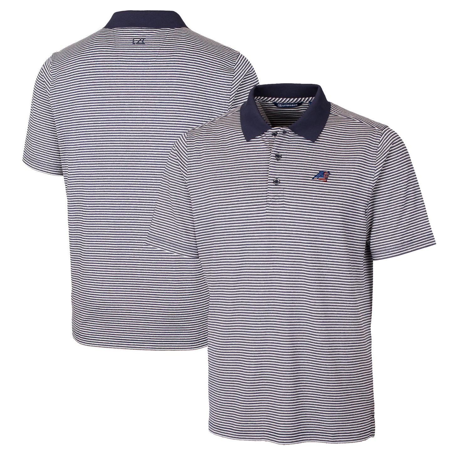 Men's Cutter & Buck Navy Carolina Panthers Big & Tall Forge Tonal Stripe Stretch Polo