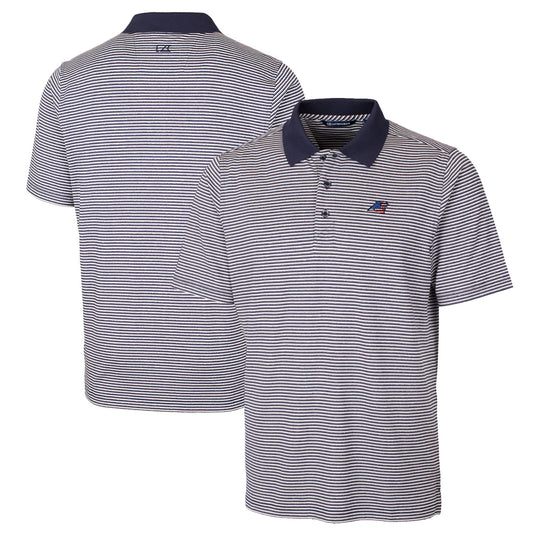Men's Cutter & Buck Navy Carolina Panthers Big & Tall Forge Tonal Stripe Stretch Polo