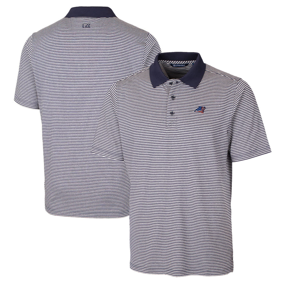 Men's Cutter & Buck Navy Carolina Panthers Big & Tall Forge Tonal Stripe Stretch Polo