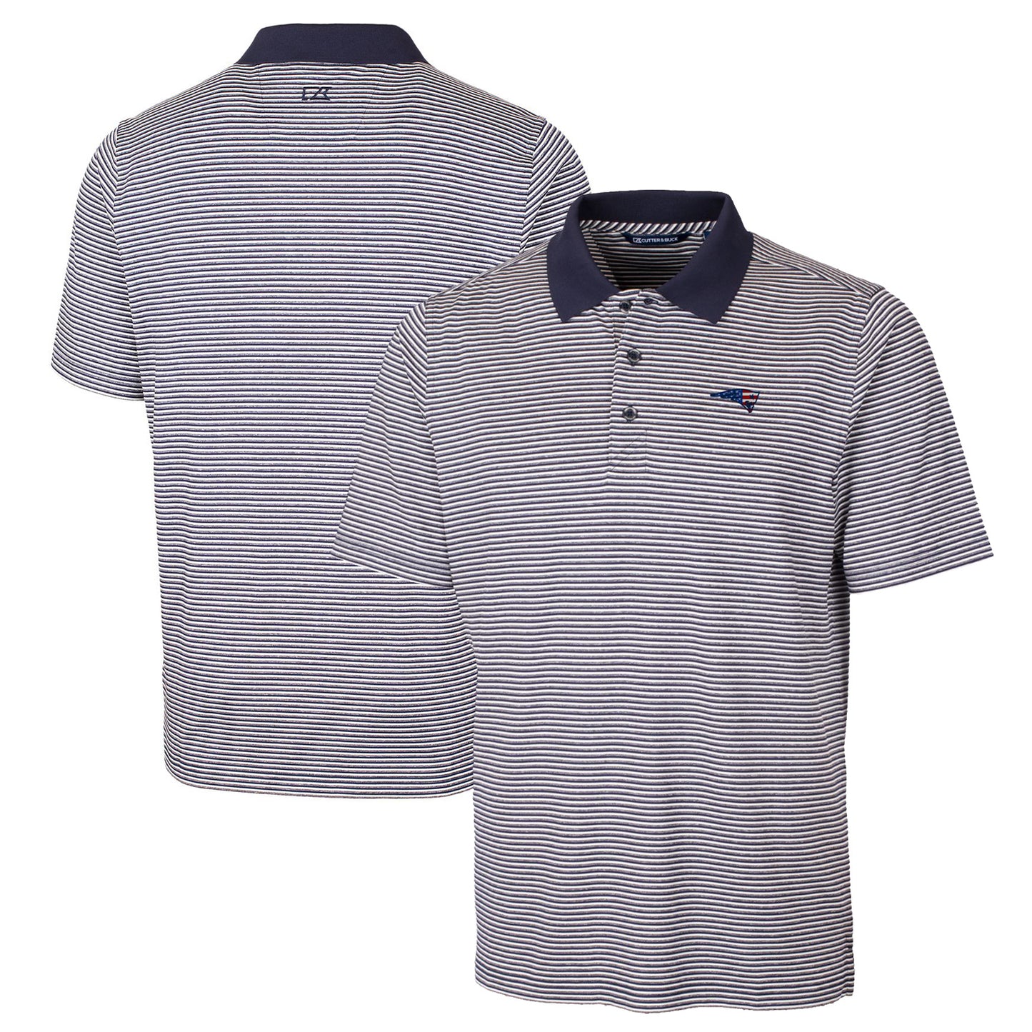 Men's Cutter & Buck Navy New England Patriots Big & Tall Forge Tonal Stripe Stretch Polo