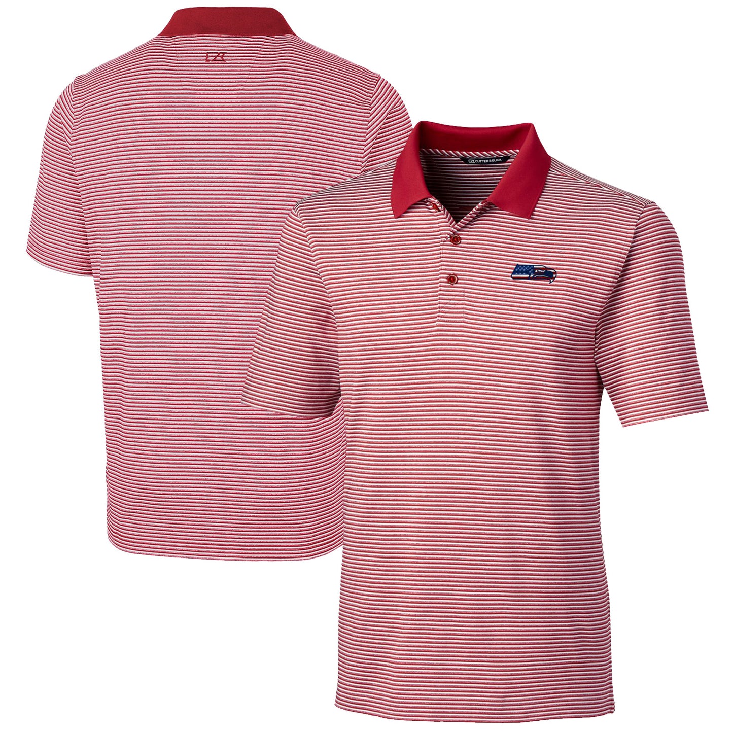 Men's Cutter & Buck Cardinal Seattle Seahawks Big & Tall Forge Tonal Stripe Stretch Polo