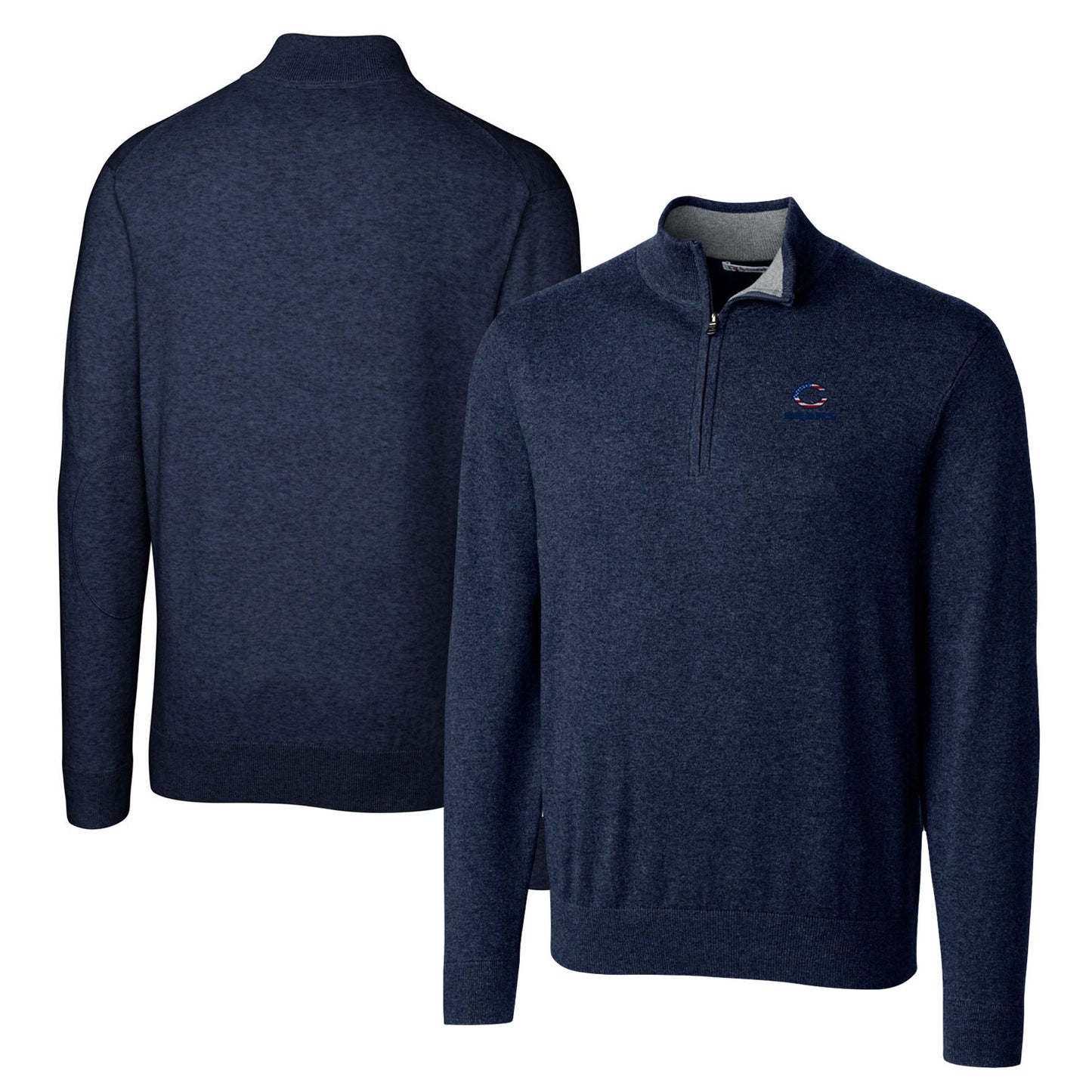 Men's Cutter & Buck Navy Chicago Bears Big & Tall Lakemont Quarter-Zip Pullover Sweater