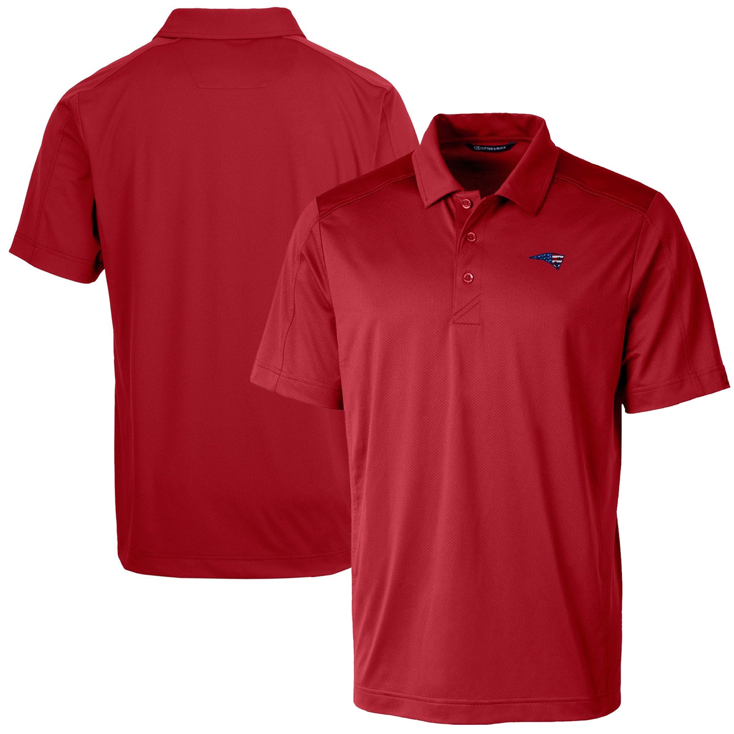 Men's Cutter & Buck Red New England Patriots Americana Big & Tall Prospect Textured Stretch Polo