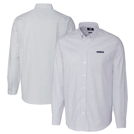 Men's Cutter & Buck Light Blue San Francisco 49ers Big & Tall Stretch Oxford Stripe Long Sleeve Button-Down Shirt