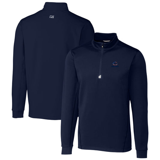 Men's Cutter & Buck Navy Chicago Bears Big & Tall Traverse Stretch Quarter-Zip Pullover Top