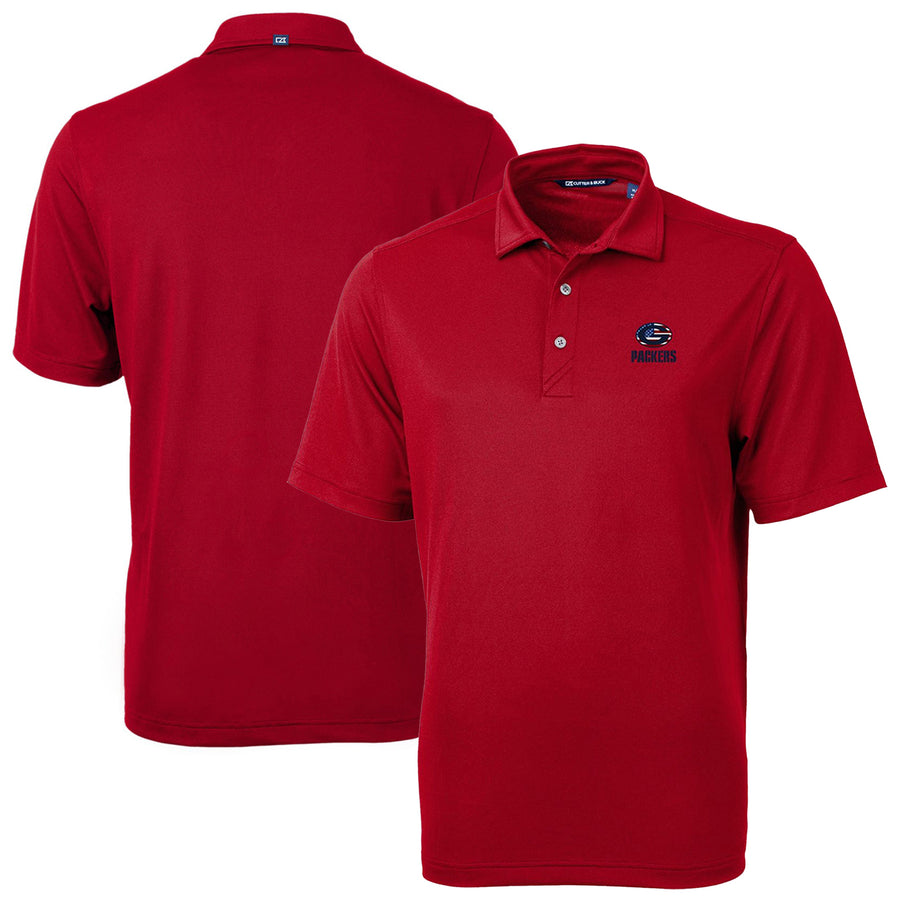 Men's Cutter & Buck Cardinal Green Bay Packers Big & Tall Virtue Eco Pique Recycled Polo