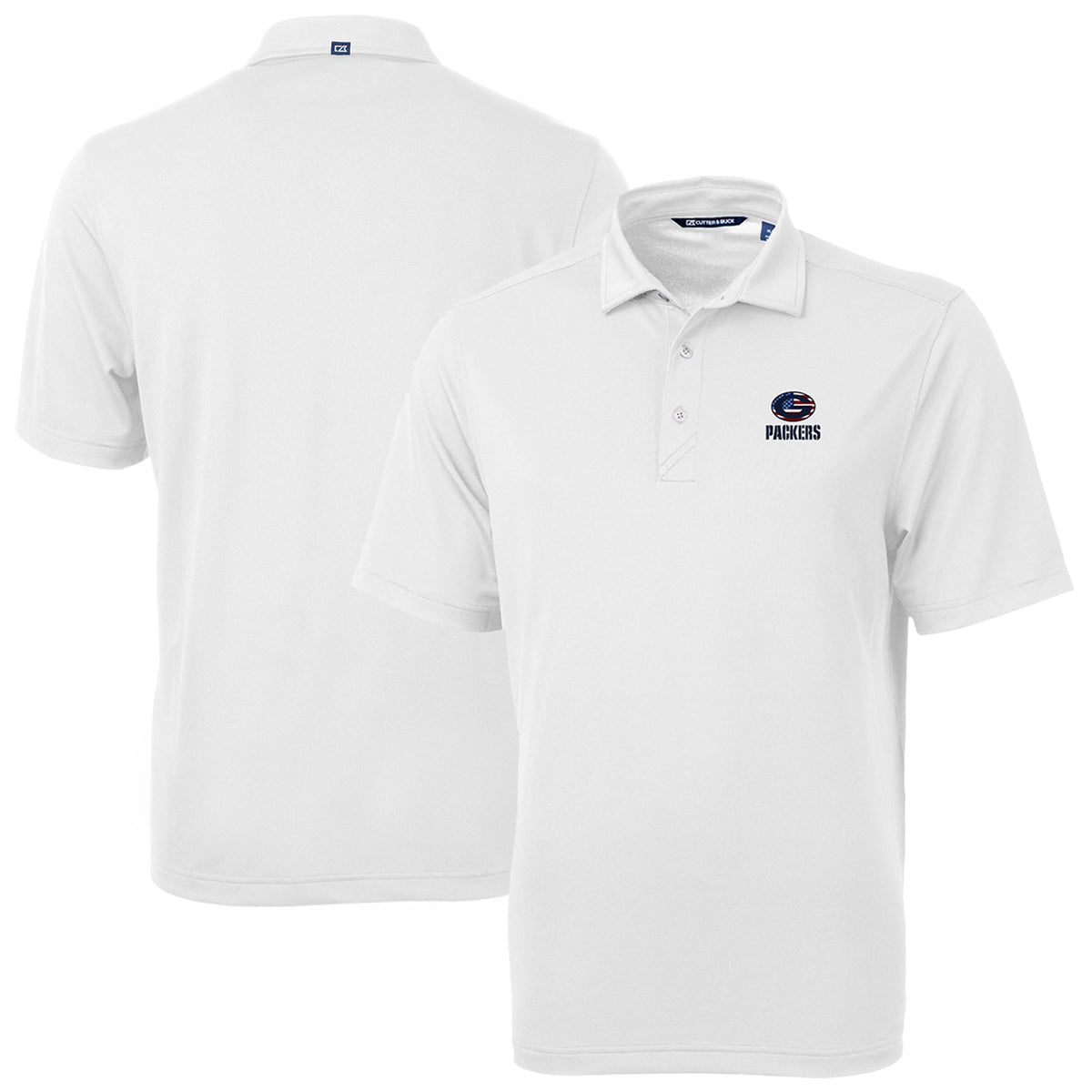 Men's Cutter & Buck White Green Bay Packers Big & Tall Team Virtue Eco Pique Recycled Polo