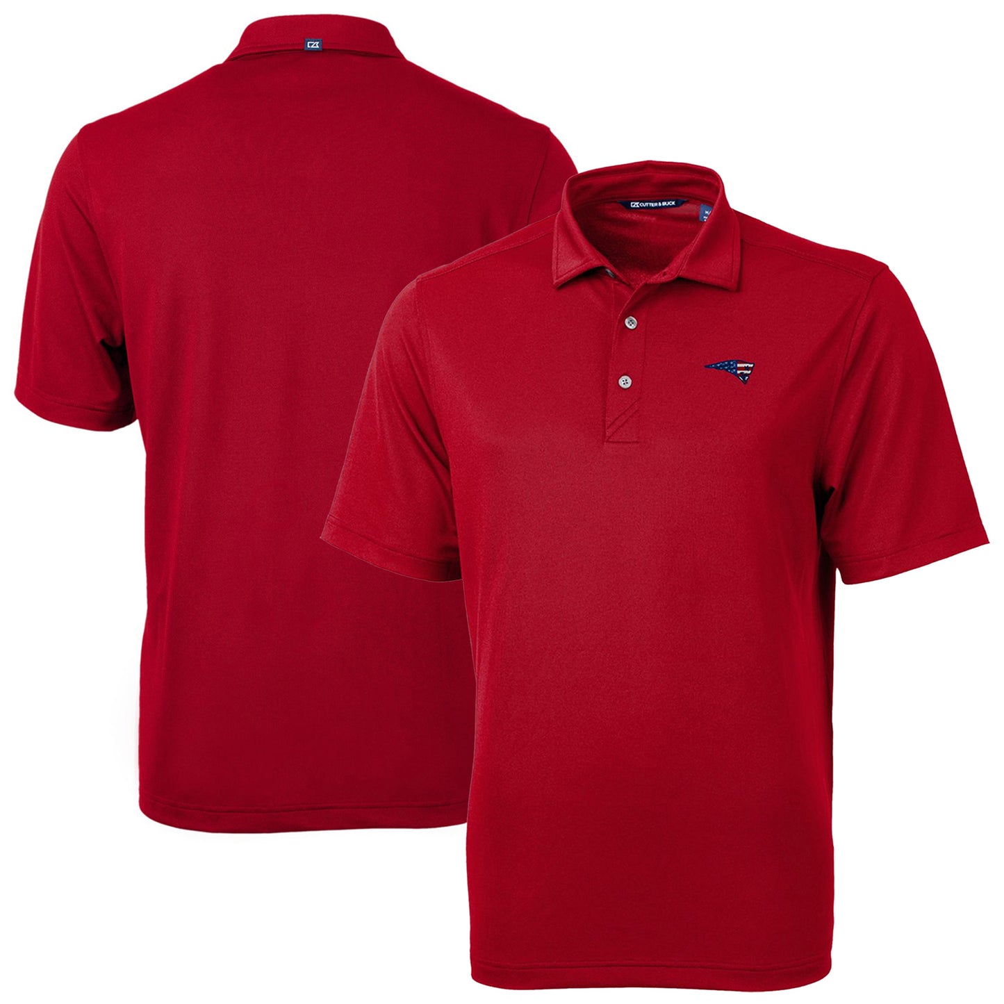 Men's Cutter & Buck Red New England Patriots Americana Big & Tall Virtue Eco Pique Recycled Polo