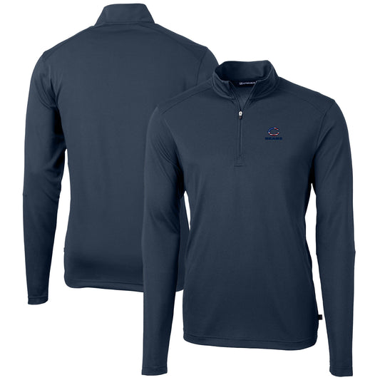 Men's Cutter & Buck Navy Chicago Bears Big & Tall Virtue Eco Pique Recycled Quarter-Zip Jacket