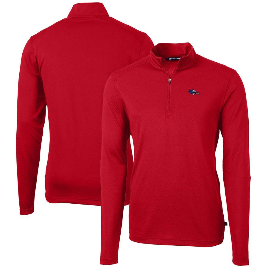 Men's Cutter & Buck Red Denver Broncos Big & Tall Virtue Eco Pique Recycled Quarter-Zip Jacket