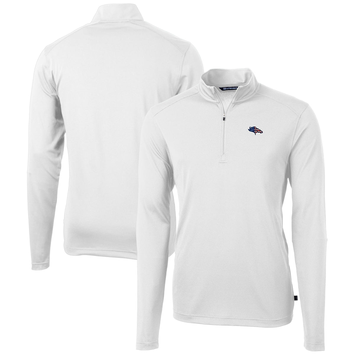 Men's Cutter & Buck White Denver Broncos Big & Tall Virtue Eco Pique Recycled Quarter-Zip Jacket