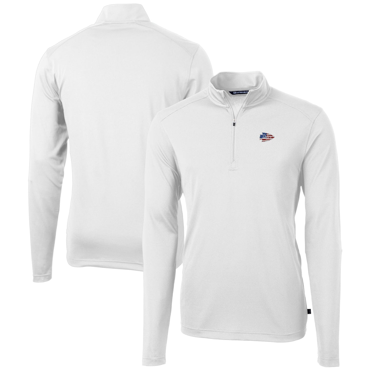 Men's Cutter & Buck White Kansas City Chiefs Big & Tall Virtue Eco Pique Recycled Quarter-Zip Jacket