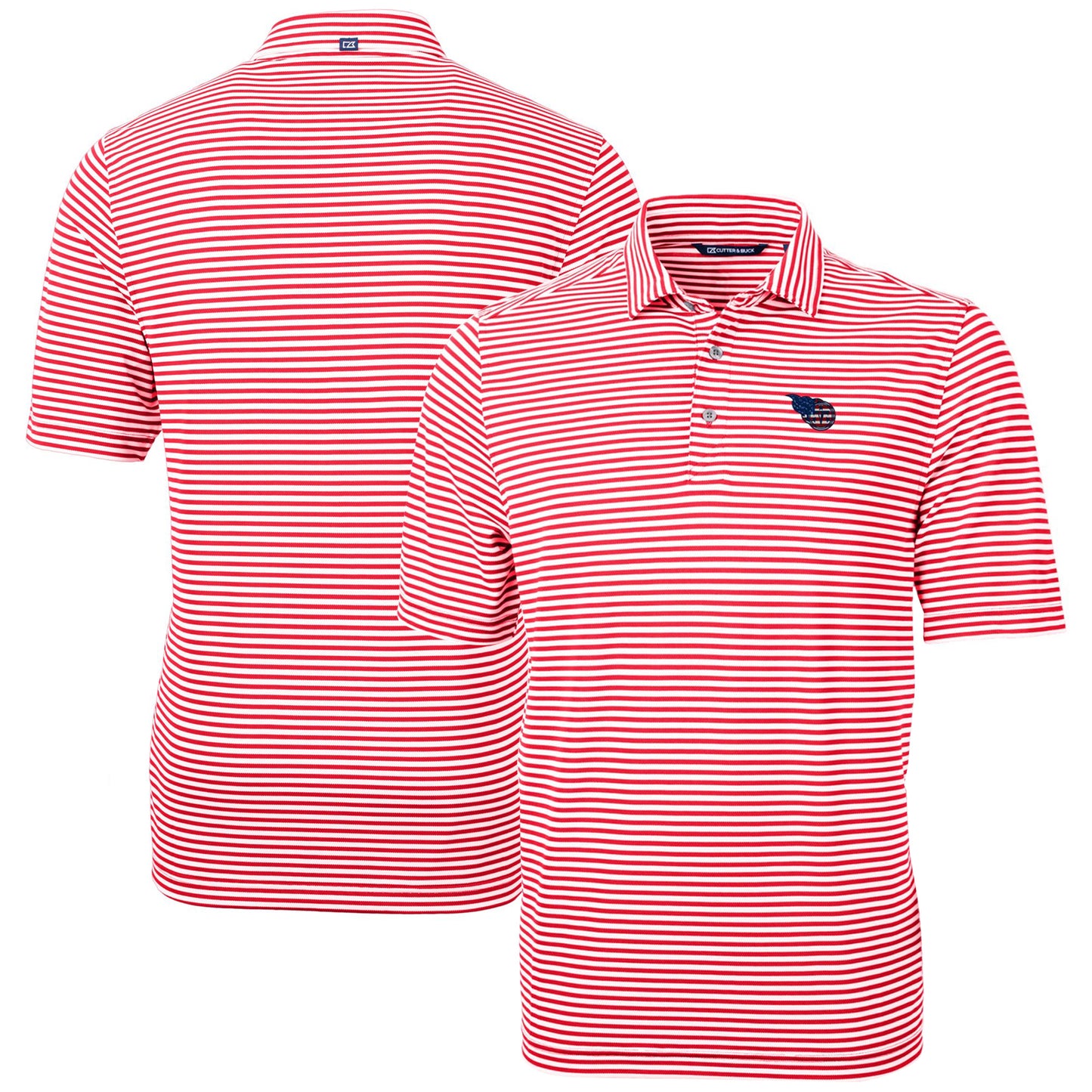 Men's Cutter & Buck Red Tennessee Titans Big & Tall Virtue Eco Pique Stripe Recycled Polo