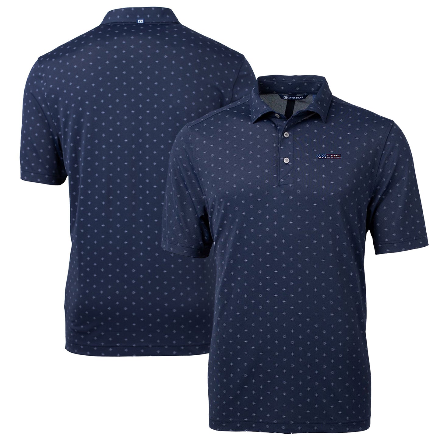 Men's Cutter & Buck Navy San Francisco 49ers Big & Tall Virtue Eco Pique Tile Print Recycled Polo