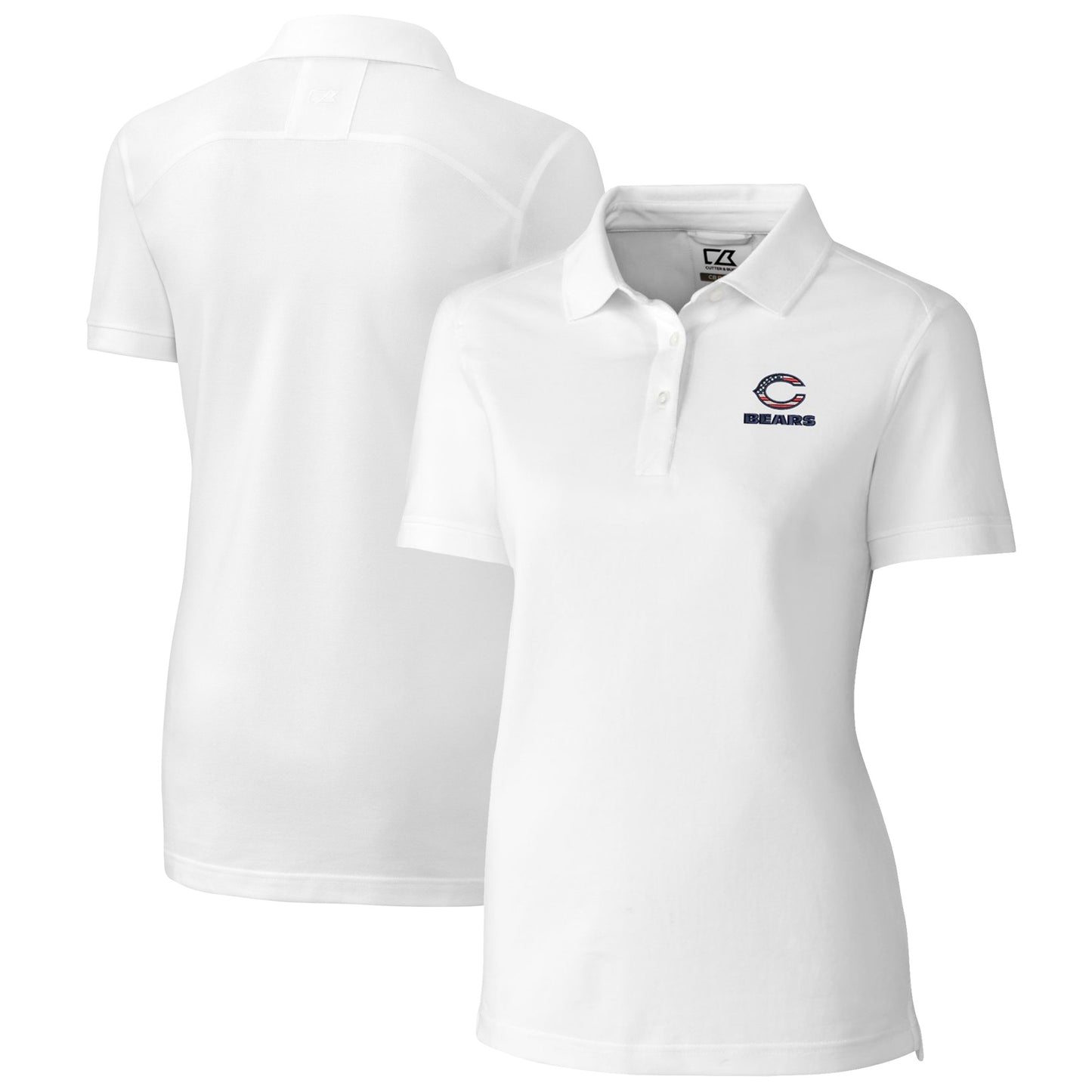 Women's Cutter & Buck White Chicago Bears Advantage DryTec Tri-Blend Pique Polo