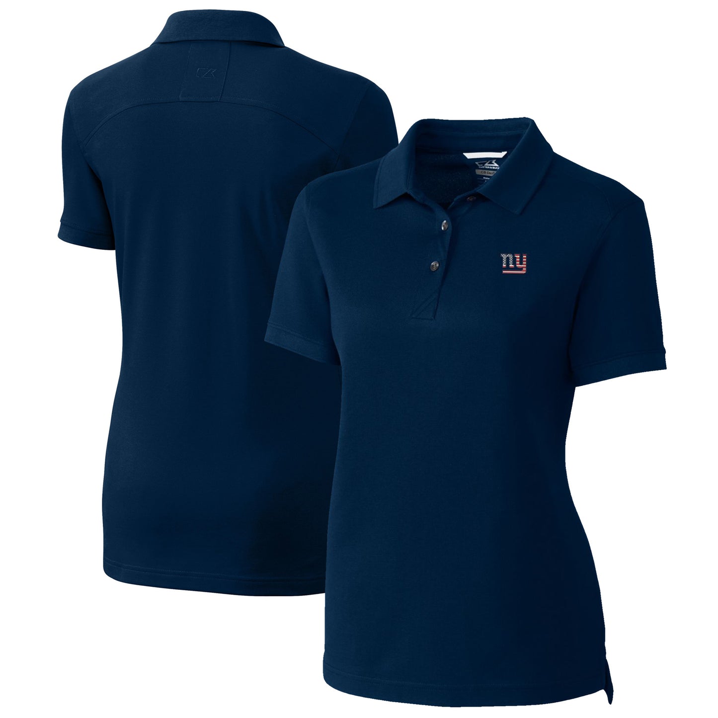 Women's Cutter & Buck Navy New York Giants Advantage DryTec Tri-Blend Pique Polo