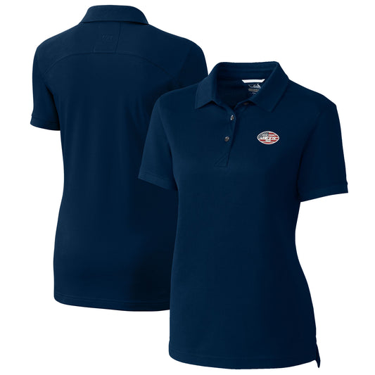 Women's Cutter & Buck Navy New York Jets Advantage DryTec Tri-Blend Pique Polo