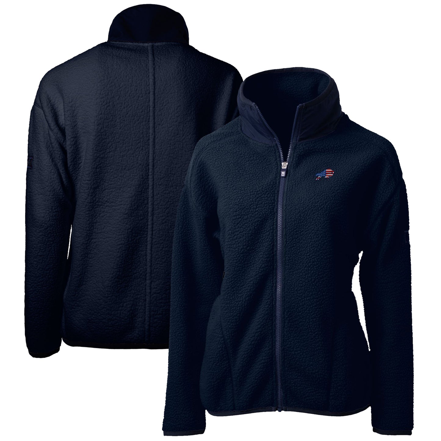 Women's Cutter & Buck Navy Buffalo Bills Cascade Eco Sherpa Fleece Full-Zip Jacket