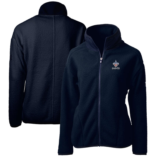 Women's Cutter & Buck Navy New Orleans Saints Cascade Eco Sherpa Fleece Full-Zip Jacket