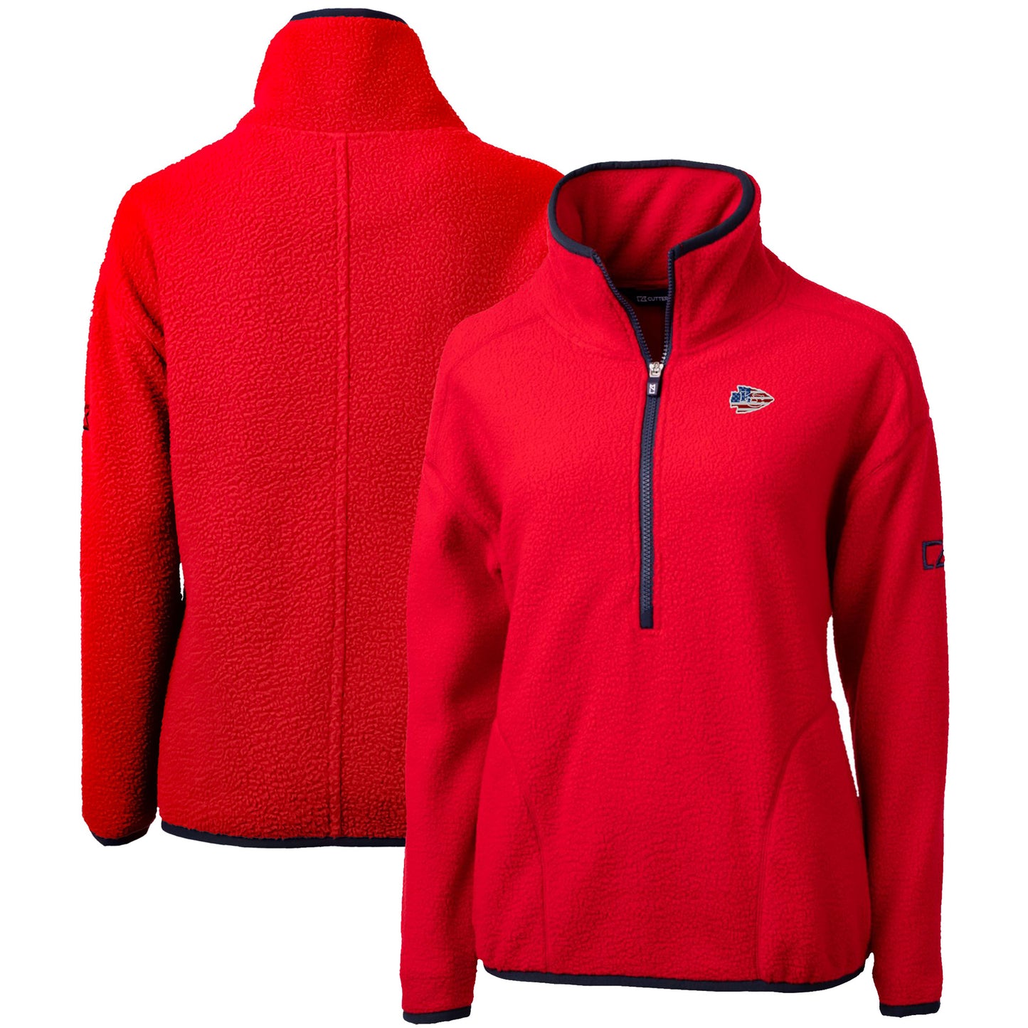 Women's Cutter & Buck Red Kansas City Chiefs Americana Cascade Eco Sherpa Fleece Half-Zip Pullover Jacket