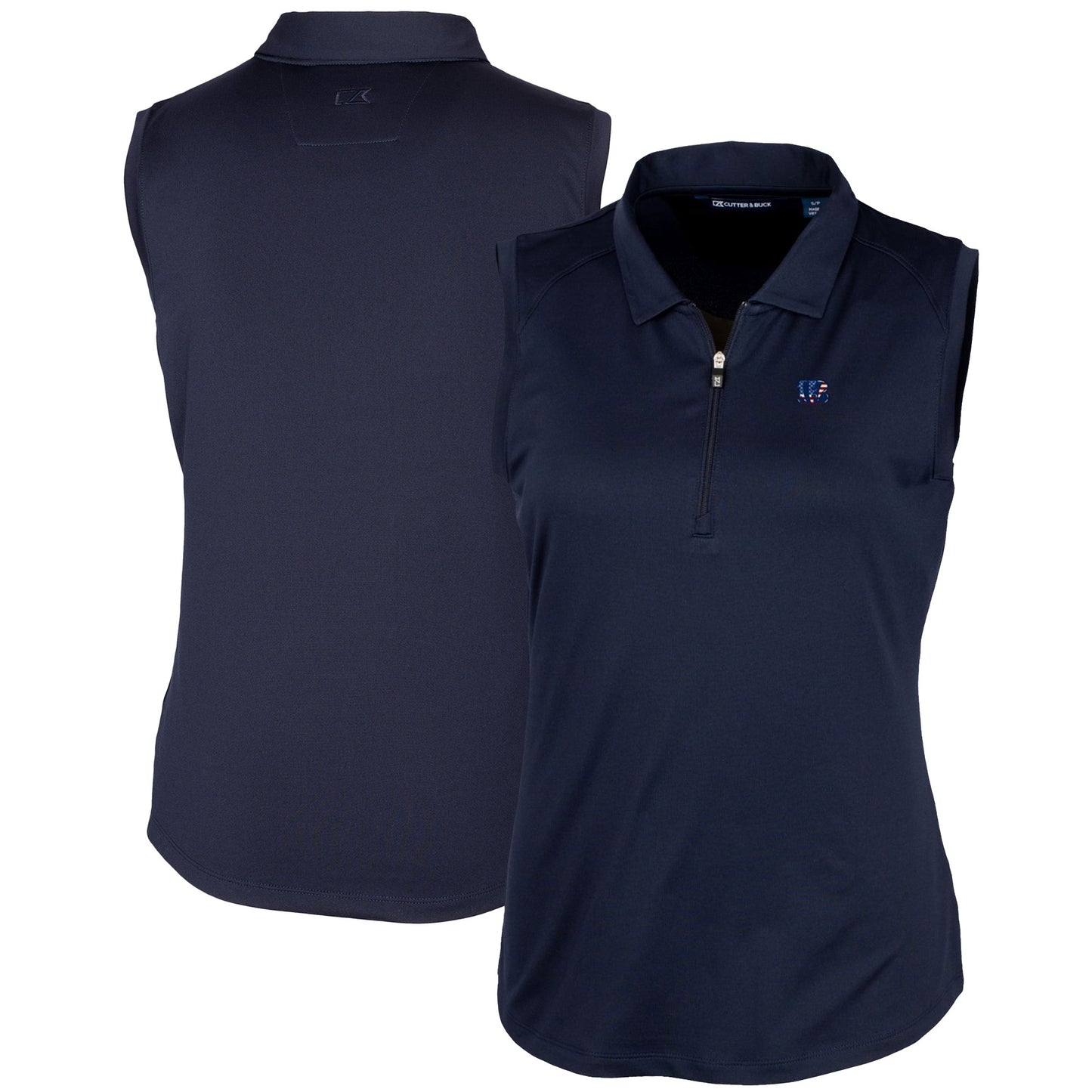 Women's Cutter & Buck Navy Cincinnati Bengals Forge DryTec Stretch Sleeveless Polo
