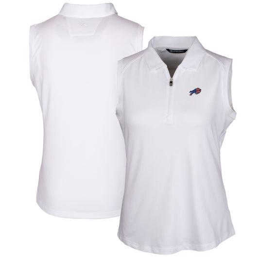 Women's Cutter & Buck White Buffalo Bills Forge DryTec Stretch Sleeveless Polo